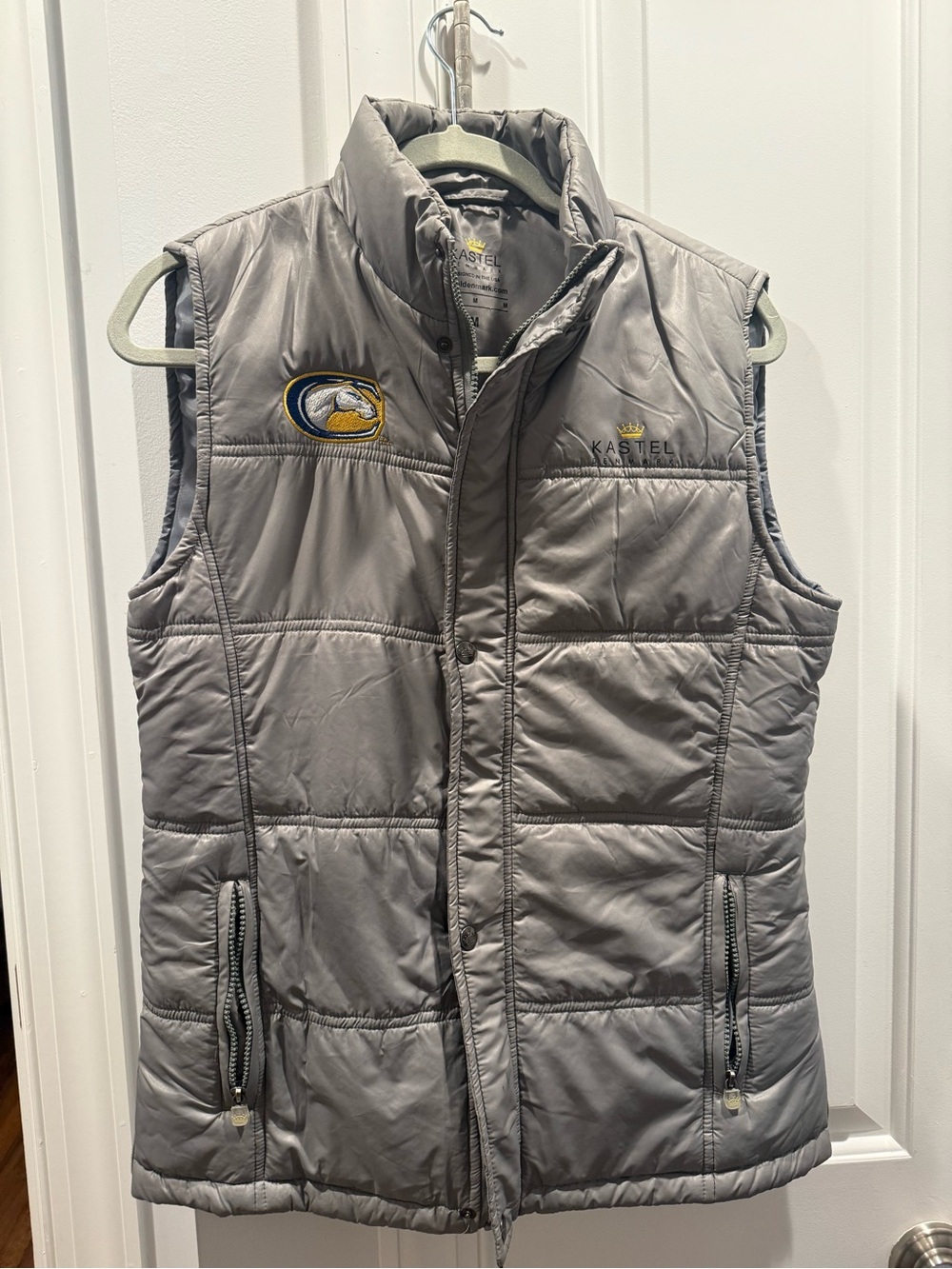 Kastel Denmark Quilted Puffer Vest in Light Gray- UC Davis Event Team Monogram